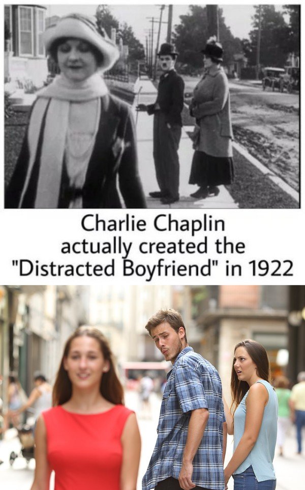 Meme_otros - Charles Chaplin fue el creador del meme novio distraído