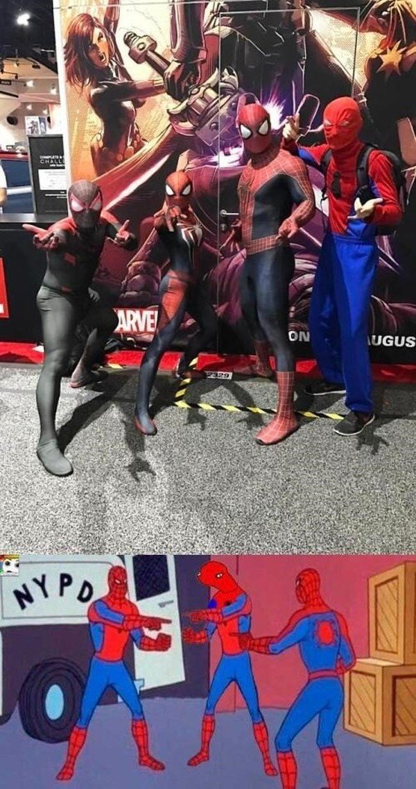 Meme_otros - El encuentro de Spidermans legendarios