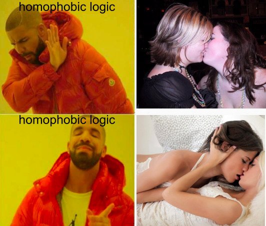 Meme_otros - Triste realidad, cuando la homofobia depende de si están buenas o no