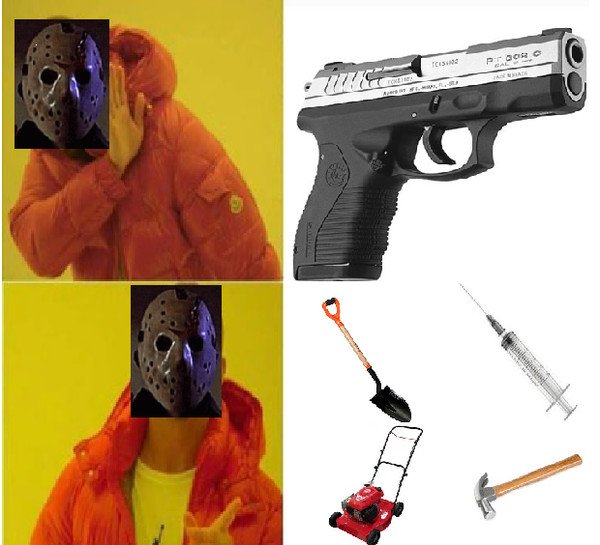 Meme_otros - Jason sabe con qué armas jugar