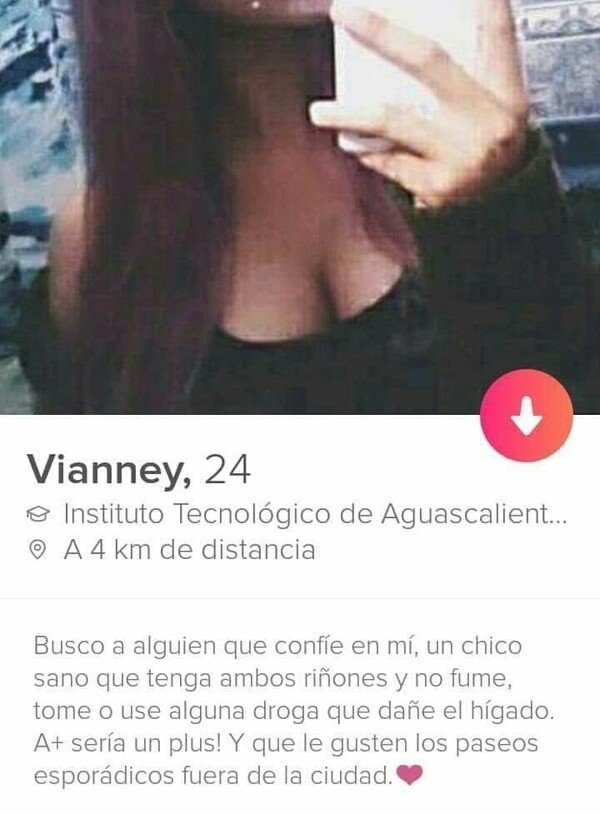 Meme_otros - Las curiosas exigencias de esta dama por Tinder