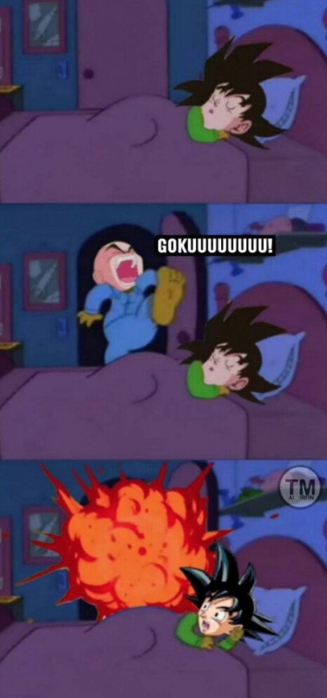 Meme_otros - Krilin no puede tener ni la noche tranquila