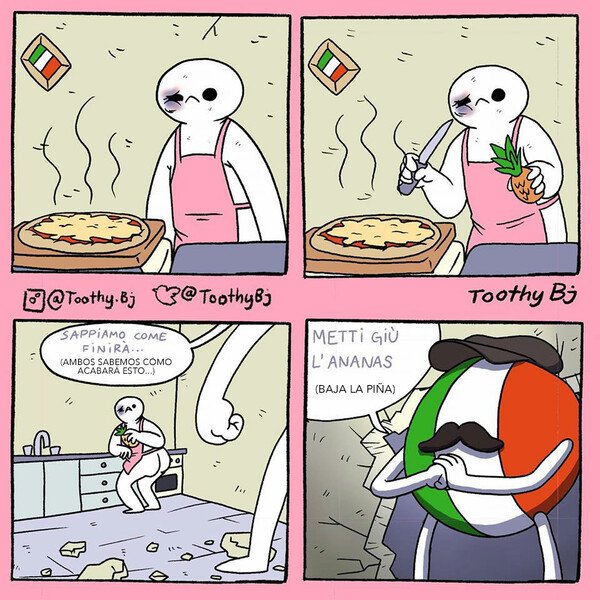 italia,pasta,pizza,piña,atrocidad