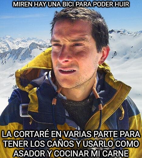bear grylls,bicicleta,huir