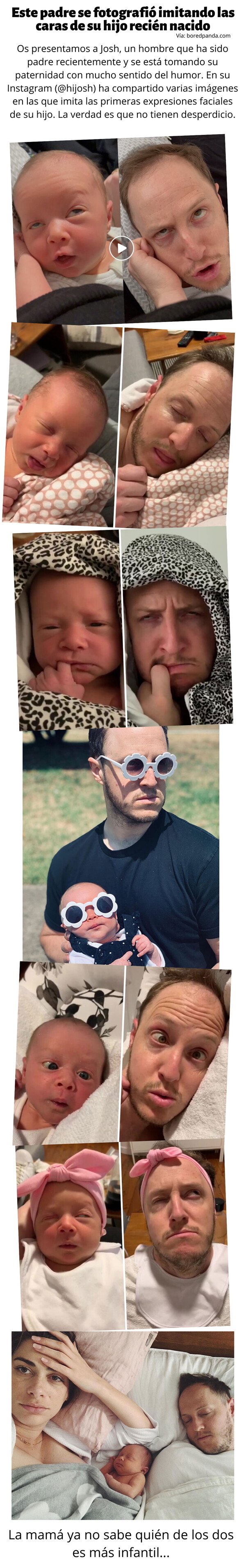 Meme_otros - Este padre se fotografió imitando las caras de su hijo recién nacido