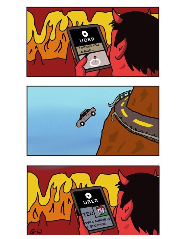 Meme_otros - Jamás pidas un Uber desde el infierno