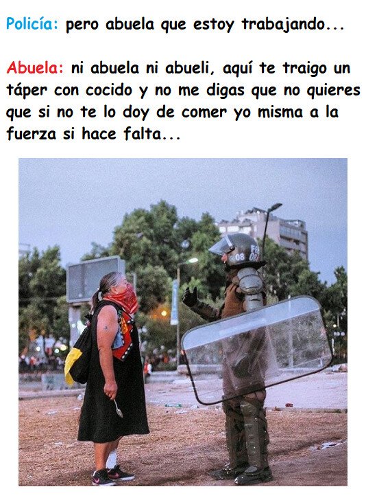Meme_otros - Abuela vs Nieto-policía... vemos una clara vencedora...