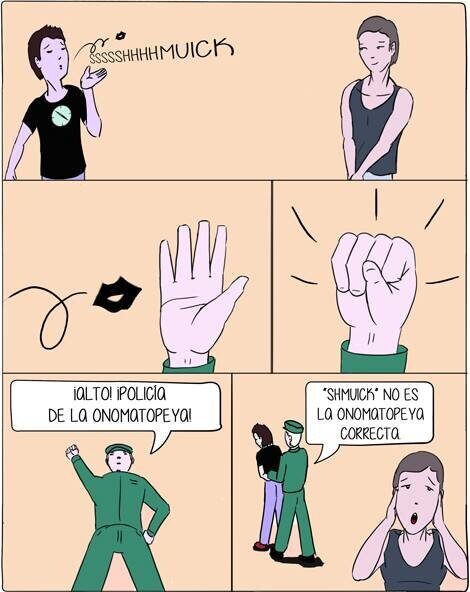 beso,lanzar,onomatopeia,policía