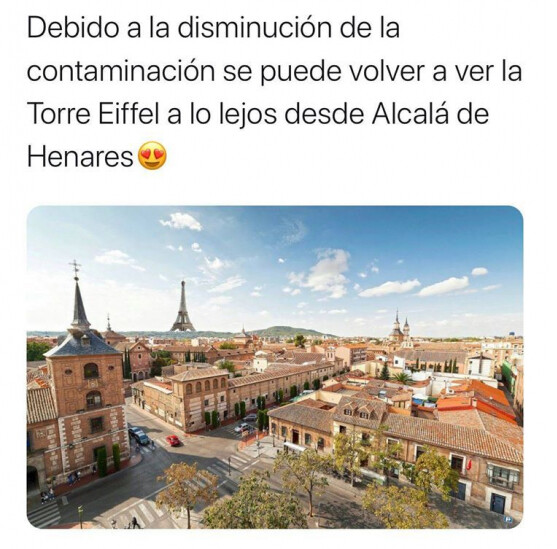 Alcalá de Henares,contaminación,coronavirus,Torre Eiffel