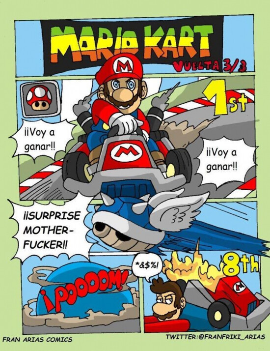 Meme_otros - Quien haya jugado al Mario Kart sabe lo jodidos que son esos caparazones azules...
