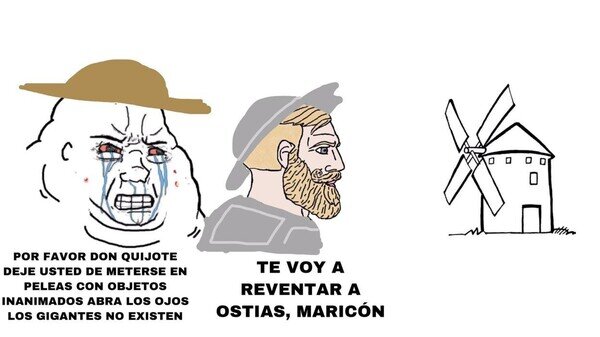 meme,molinos,Quijote,Sancho Panza