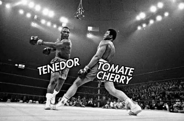 cherry,esquivar,tenedor,tomate