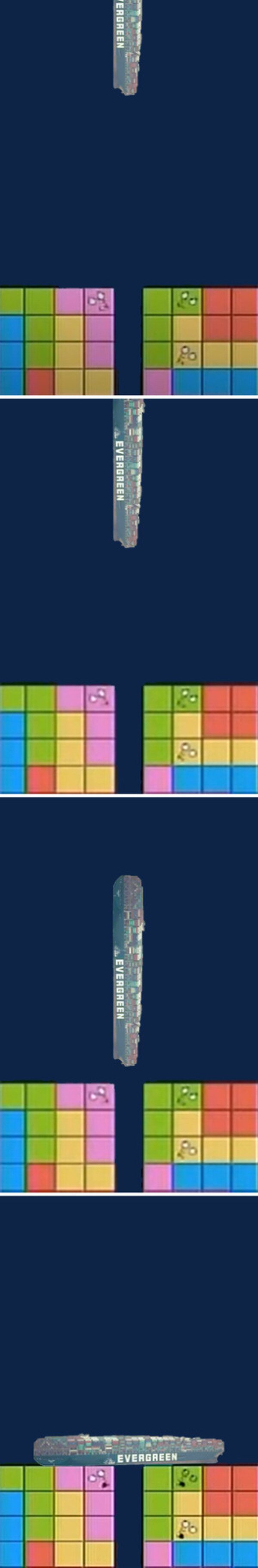 Meme_otros - Si los de Evergreen jugaran al Tetris