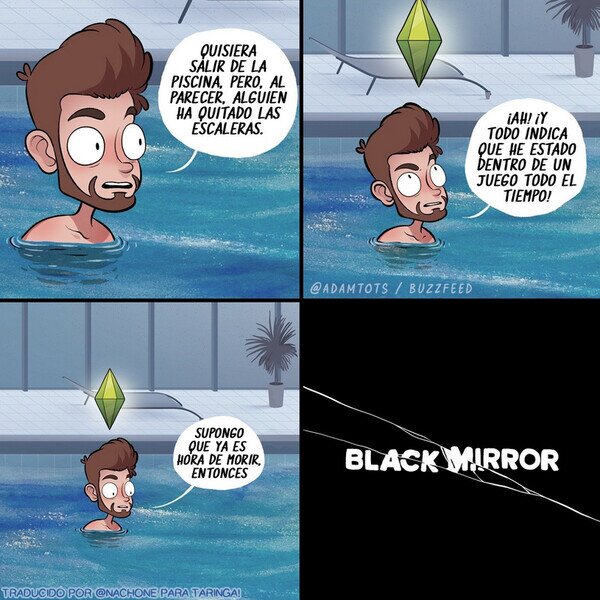 Black Mirror,morir,piscina,Sims