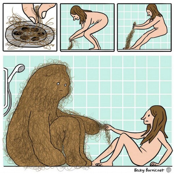 bañera,baño,ducha,monstruo,pelos