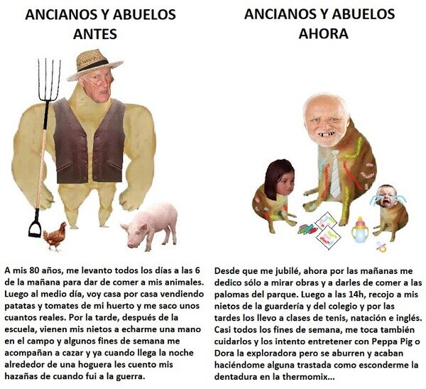 Meme_otros - Antes, la vida de los ancianos era más dura pero más gratificante...
