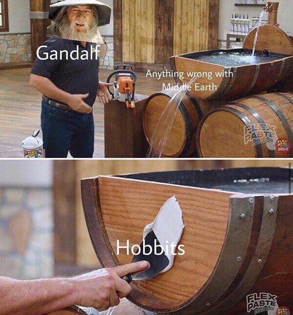 Meme_otros - Cualquier problema se soluciona con hobbits