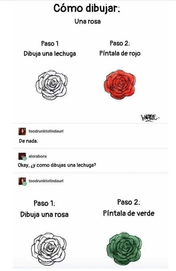 Meme_otros - ¿Cómo dibujar una rosa y una lechuga?