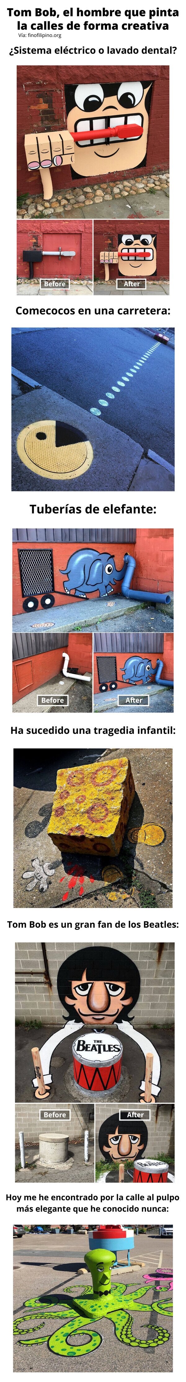 Meme_otros - Tom Bob, el hombre que pinta las calles de forma creativa