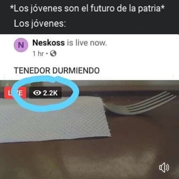 Meme_otros - Miles de jóvenes viendo dormir a un tenedor