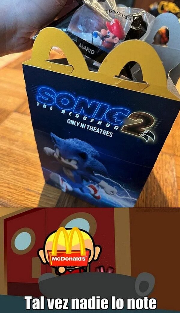 Meme_otros - Mario se coló en la caja de Sonic