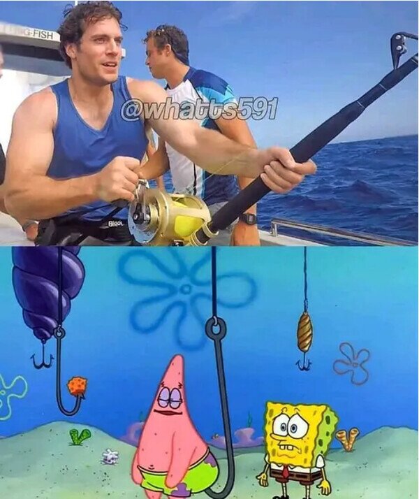 Meme_otros - Cuando es Henry Cavill el que te quiere pescar