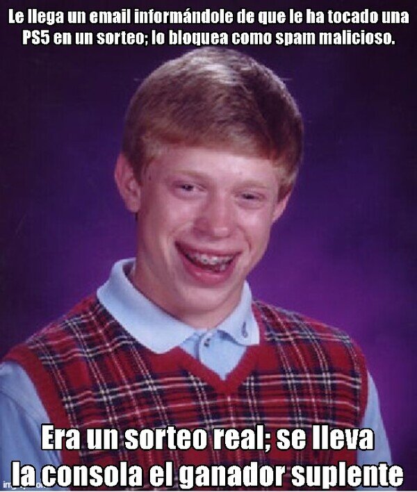 sorteo,PS5,real,falso,bad luck brian