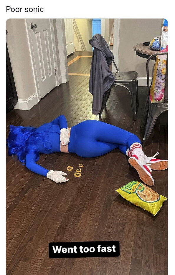 Meme_otros - Pobre Sonic, fue demasiado rápido...