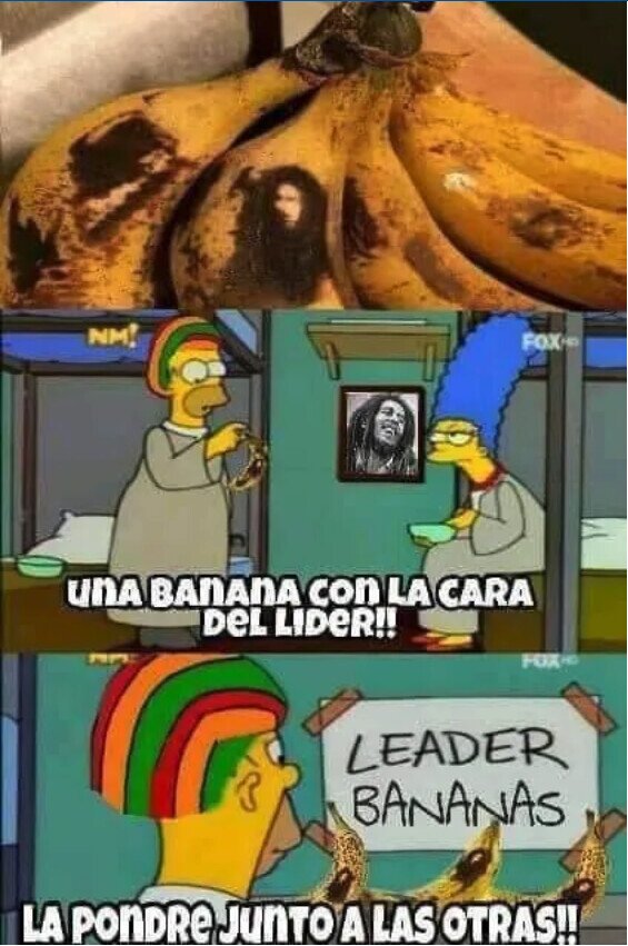 Meme_otros - Un plátano con la cara de Bob Marley