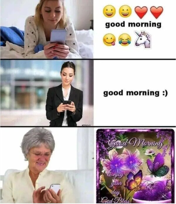 Meme_otros - Como desean buen día las mujeres por Whatsapp según su edad