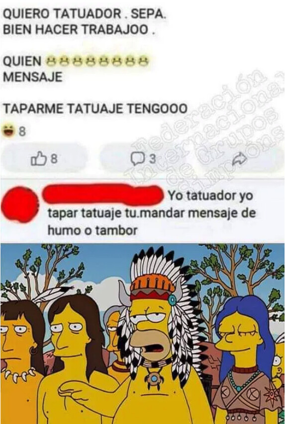 Meme_otros - Miembro de tribu quiere taparse un tatuaje