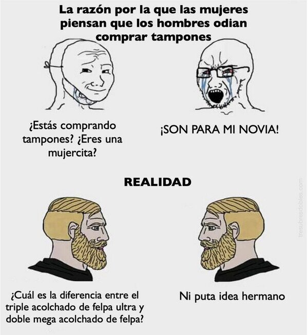 Meme_otros - ¿Por qué los hombres odian comprar tampones?