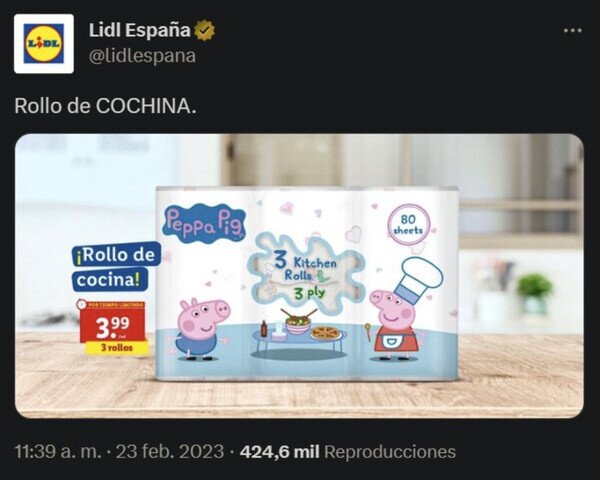 lidl,papel,cocina,peppa pig,cochina