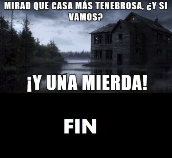 Meme_otros - Lo que durarían las películas de terror si los protagonista tuvieran dos dedos de frente