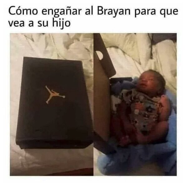 Brayan,hijo,bebé,zapatillas,Jordan,caja