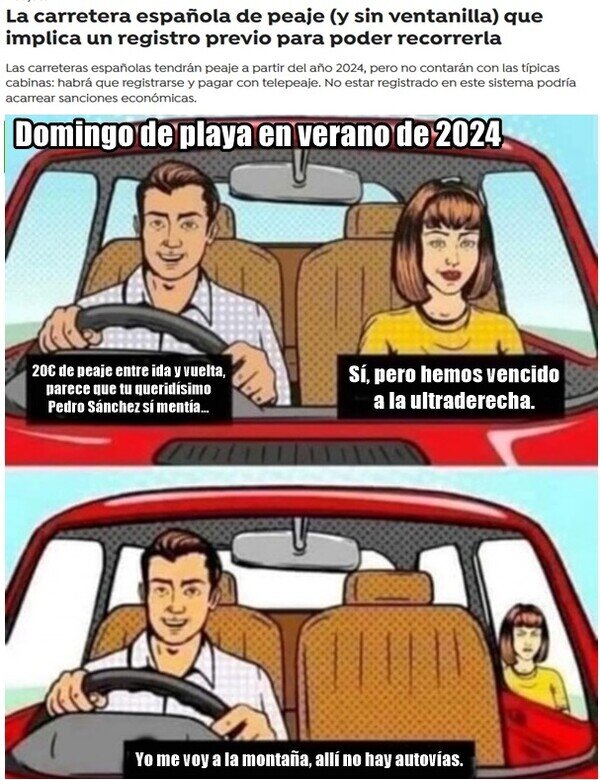 Meme_otros - Al final parece que sí vamos a volver al pasado, a circular por carretera, como en los ochenta...