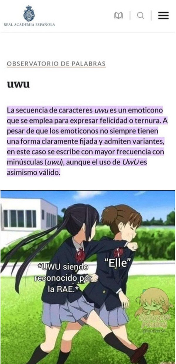 Meme_otros - UWU es aceptada por la RAE