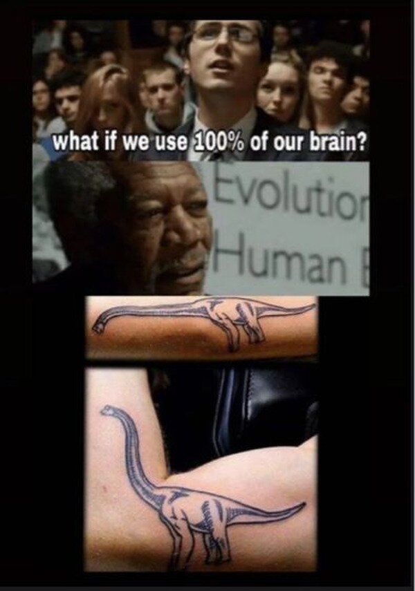 tatuaje,cerebro,dinosaurio,brazo,cuello