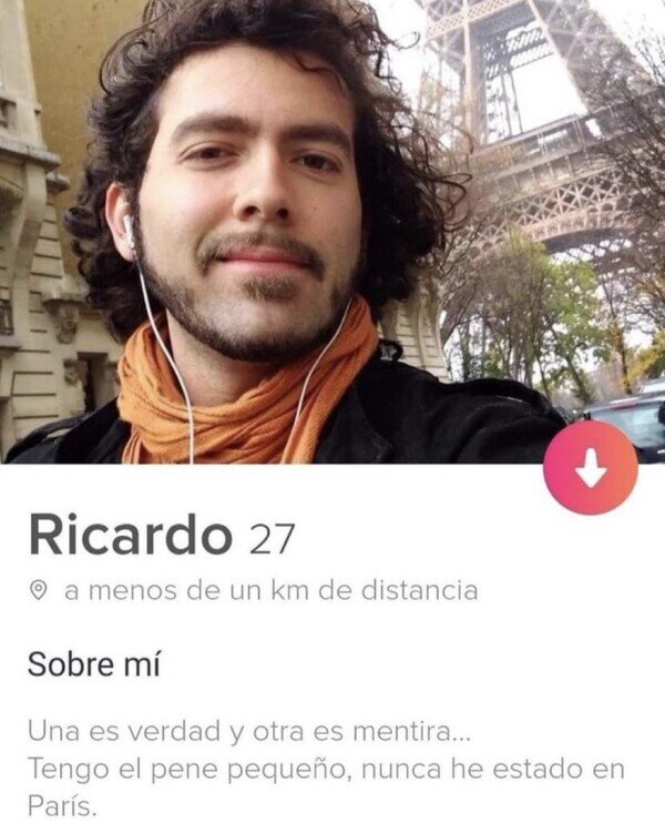 Ricardo,tinder,París,nepe,pequeño,verdad,mentira