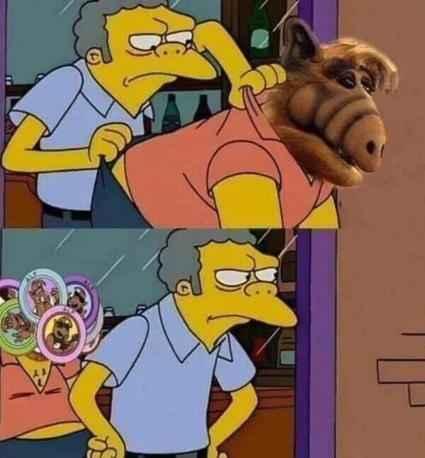 meme,simpson,alf,volver,moe