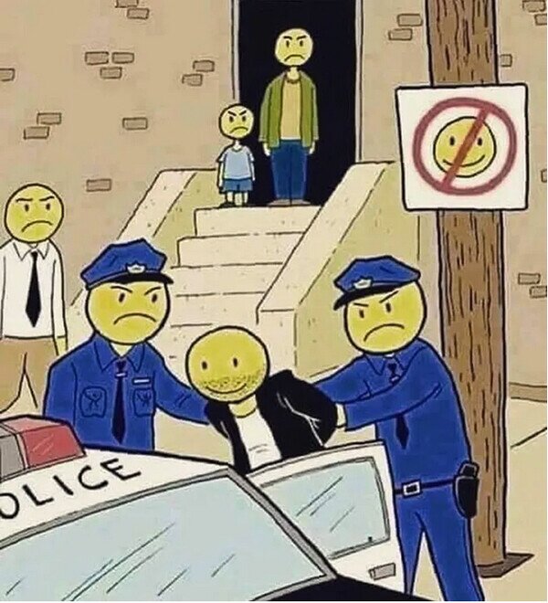 Meme_otros - En un mundo de tristes, sonreír es ilegal