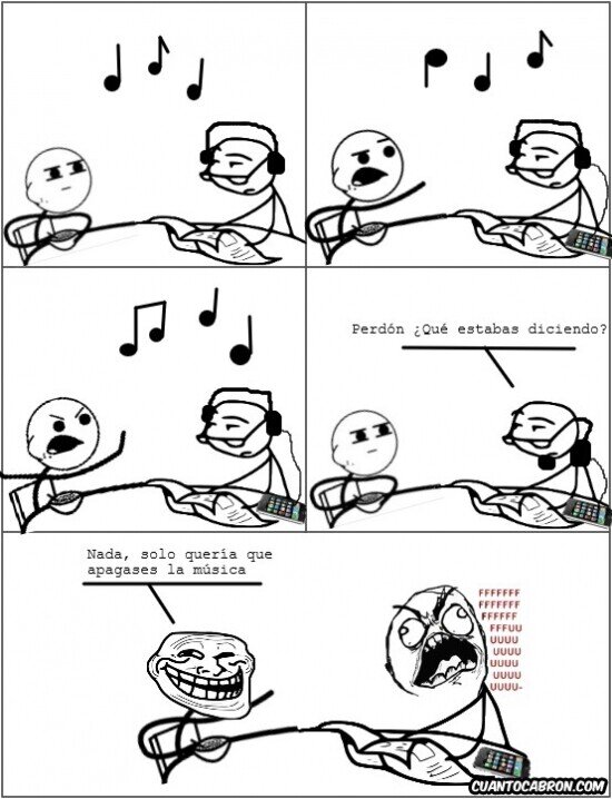 Trollface - Trolleando a los que escuchan musica a todo trapo