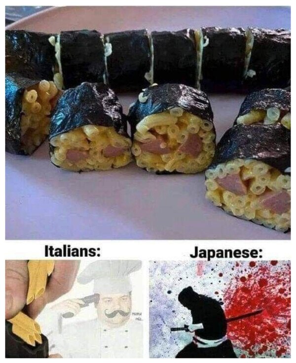 Meme_otros - Sushi de pasta para ofenderlos a todos