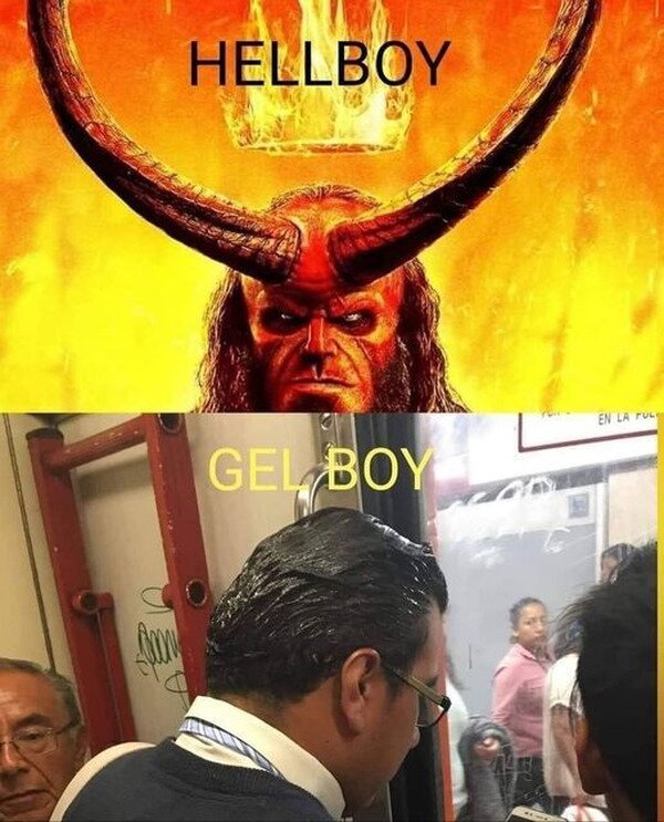 Hellboy,gel,chico,pelo,wtf