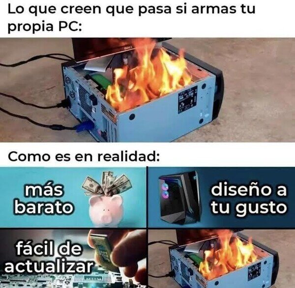 PC,ordenador,montar,fuego