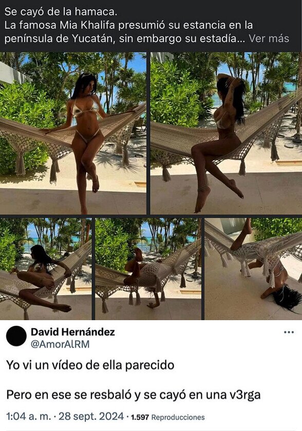 Meme_otros - Mia Khalifa se cayó de la hamaca