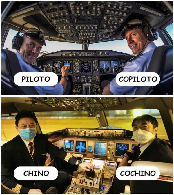 Piloto,Copiloto,Chino,Cochino