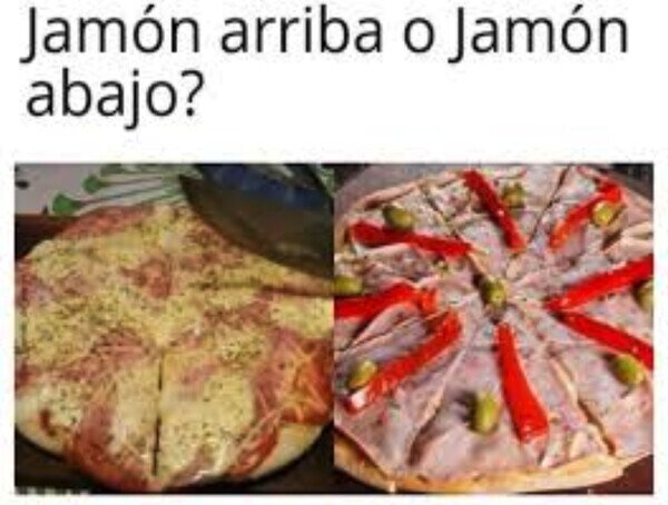 pizza,jamón,debate,arriba,abajo