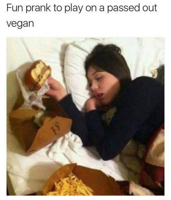 vegana,dormir,mcdonalds,broma,troll