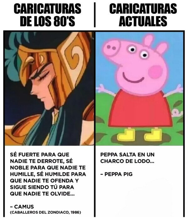 caricaturas,dibujos,antes,ahora,caballeros,zodiaco,peppa pig